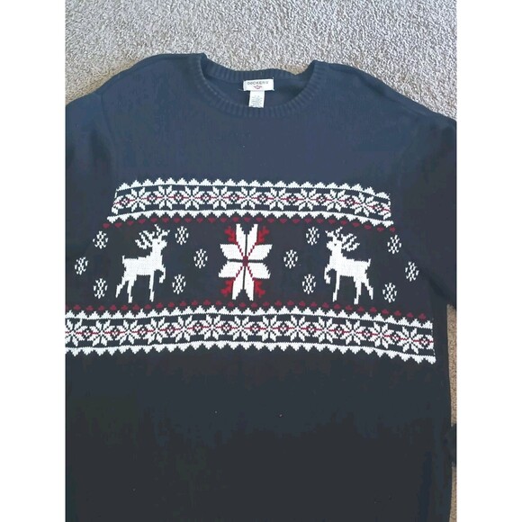 Dockers Christmas Sweater Men's Size Large Mens Black White Reindeer Graphic - Picture 3 of 7